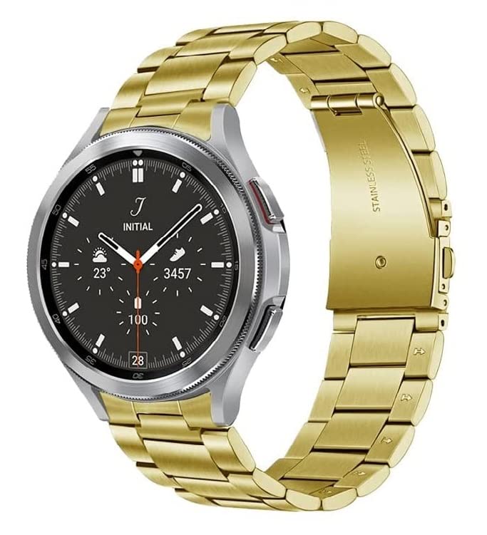 ACHOR ACH57 20MM No Gap Watch Straps Compatible for Samsung Galaxy Watch 5 Bands 44mm 40mm/ Pro 45mm/ Watch 4 Classic 46mm 42mm (HEAVY METAL [ GOLD ], 20MM [ NO GAP ROUND END ]) - Image 1