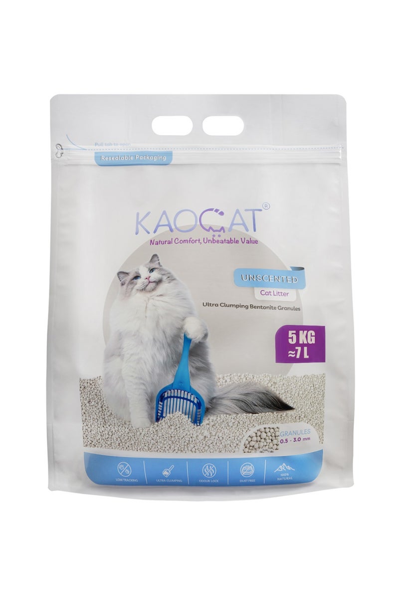 KAOCAT Ultra Clumping Bentonite Cat Litter - Unscented - 5 KG - Image 1