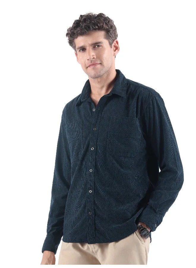 بيونغ قميص كوردروي بنقش ليزر مخطط