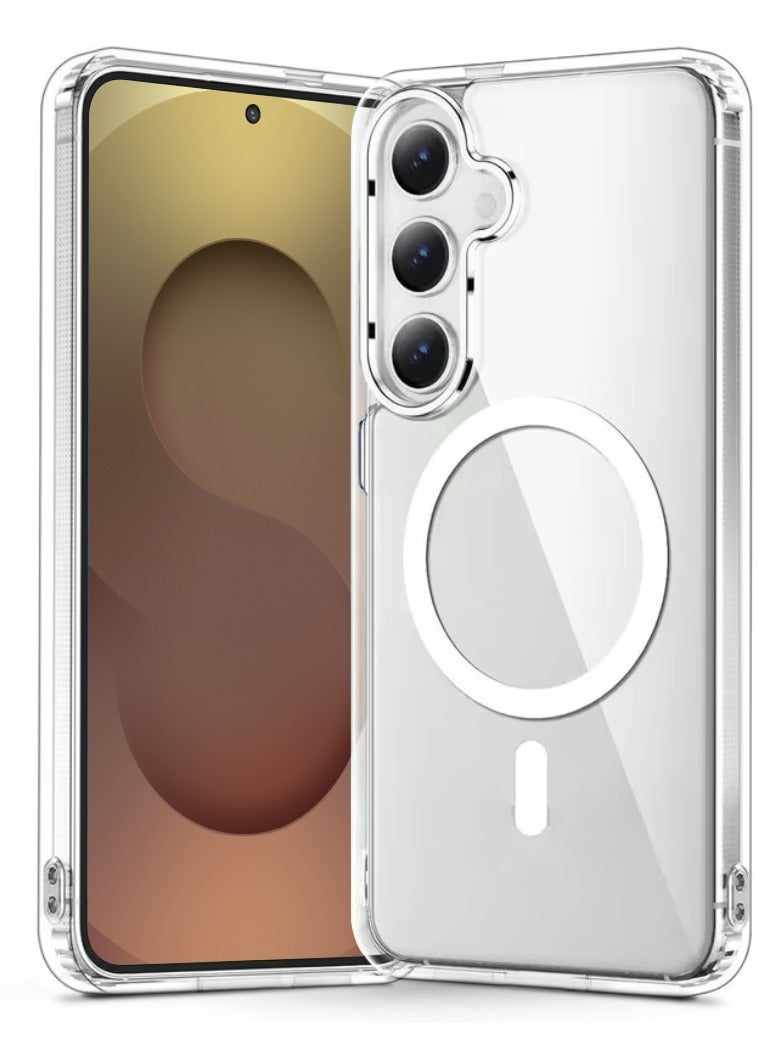 O Ozone Magnetic Case Compatible with Samsung Galaxy S25 , Compatible with MagSafe Shockproof Military-Grade Protection, Classic Hybrid Phone Case - Clear