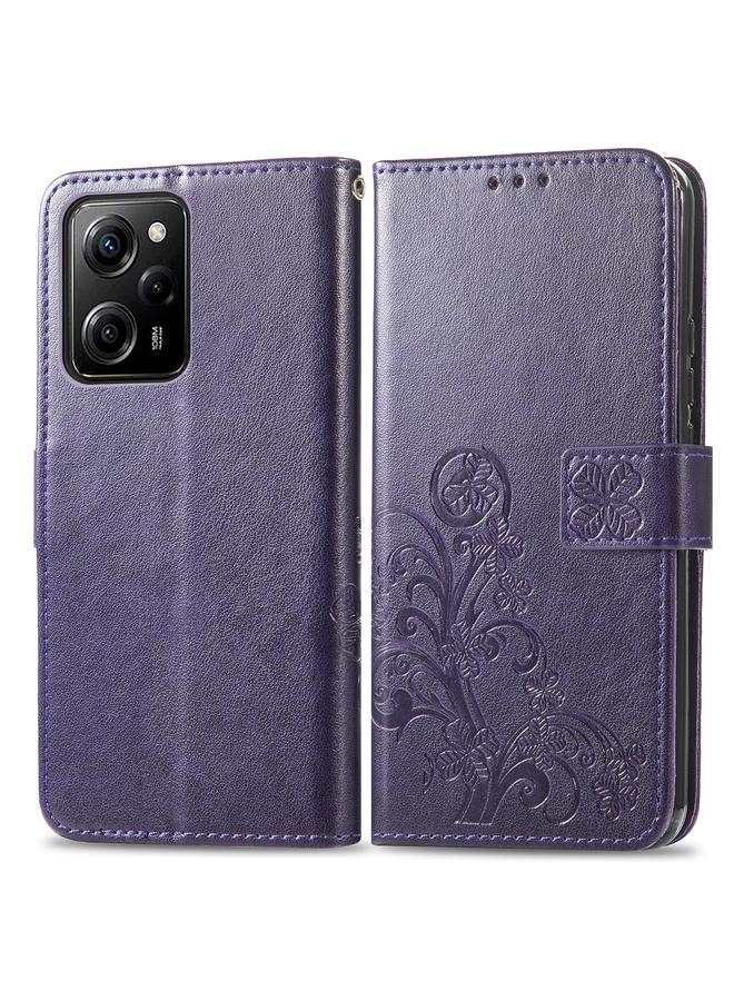 erorex Case For Xiaomi Poco X5 Pro Four-leaf Clasp Embossed Leather Phone Case - Image 2