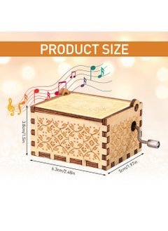 Zibuyu ZIBUYU® Wooden Vintage Hand Crank Music Box 'Friends' Music Box Wooden Music Box Gift Retro Engraved Music Box Birthday Gift Desk Decoration Gift Music Box  - Image 3