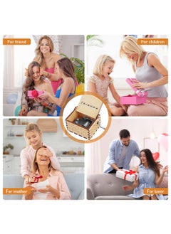 Zibuyu ZIBUYU® Wooden Vintage Hand Crank Music Box 'Friends' Music Box Wooden Music Box Gift Retro Engraved Music Box Birthday Gift Desk Decoration Gift Music Box  - Image 4