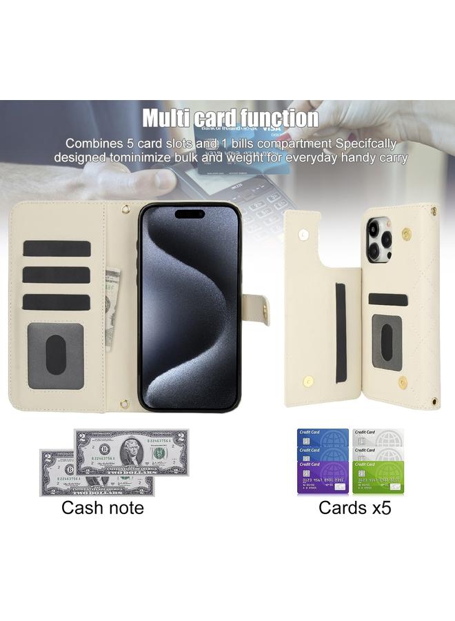 Zaboon Case For iPhone 13 Pro Crossbody Multifunction Rhombic Leather Phone Case - Image 4