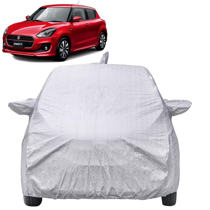 The Autostory Waterproof Car Body Cover Compatible with Maruti Suzuki Swift (2018/2019 / 2020/2021) with Mirror & Antenna Pockets (Shinning Silver) - Image 5