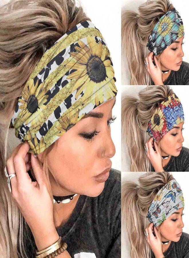 أولباي عصابات رأس عريضة بوهيمية من أولبي، عصابات رأس مرنة، باندانا زهرية مانعة للانزلاق، أوشحة شعر للتمارين الرياضية واليوغا، عصابة رأس للجري، أغطية رأس أفريقية، إكسسوارات شعر بوهيمية للنساء (زهرة F) - Image 1