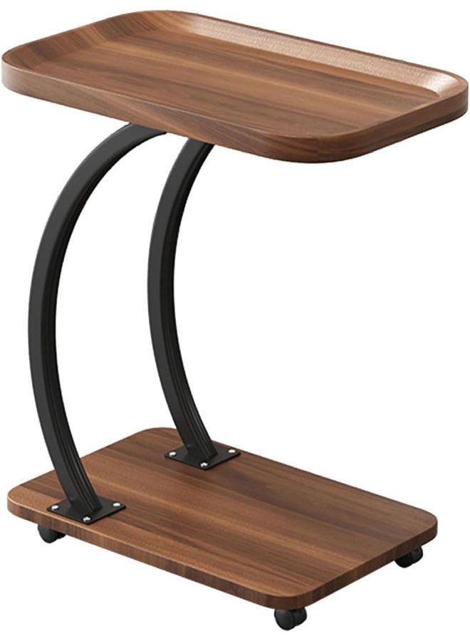 Generic SAFENHAND C-Shaped End Table, Sofa Side Table, Bedside Nightstand, Portable Multi-Functional Overbed Table, Easy to Assemble Metal Frame, with Wheels - Image 1
