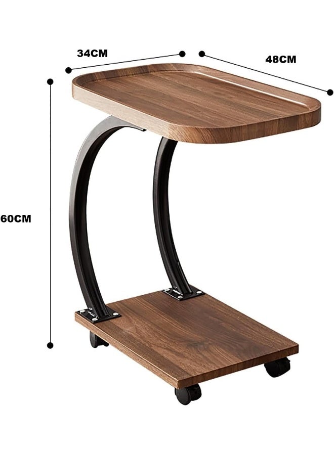 Generic SAFENHAND C-Shaped End Table, Sofa Side Table, Bedside Nightstand, Portable Multi-Functional Overbed Table, Easy to Assemble Metal Frame, with Wheels - Image 3