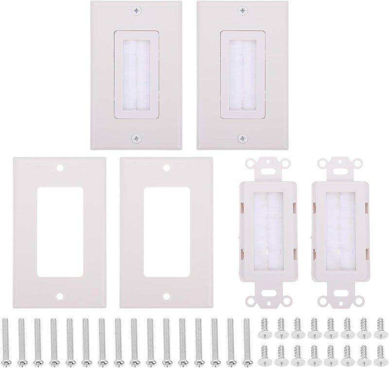4pcs Abs Plastic Cable through Plate Single Gang Brush Wall Plate for Speaker and Coaxial Wires US Standard Cable Management for Home Theater and Low Voltage Wiring - Image 1