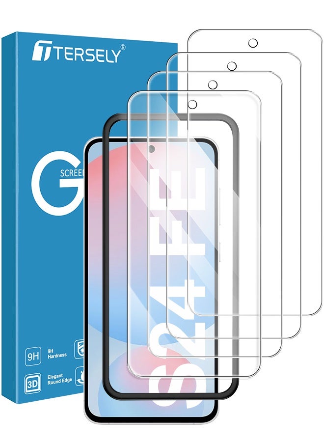 Tersely [4-Pack] 9H Tempered Glass Screen Protector for Samsung Galaxy S24 FE, with Installation Alignment Frame, Support Fingerprint Unlock, Case Friendly, Anti-Scratch Film - Image 1