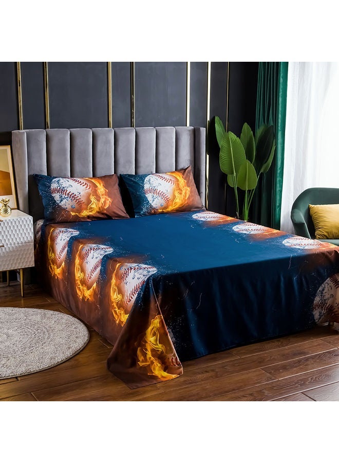 NIBEMINENT 4-Piece 3D Printed Fitted and Bed Sheet with Pillowcase Polyester Multicolour 45.00 x 8.00 35.00cm - Image 4