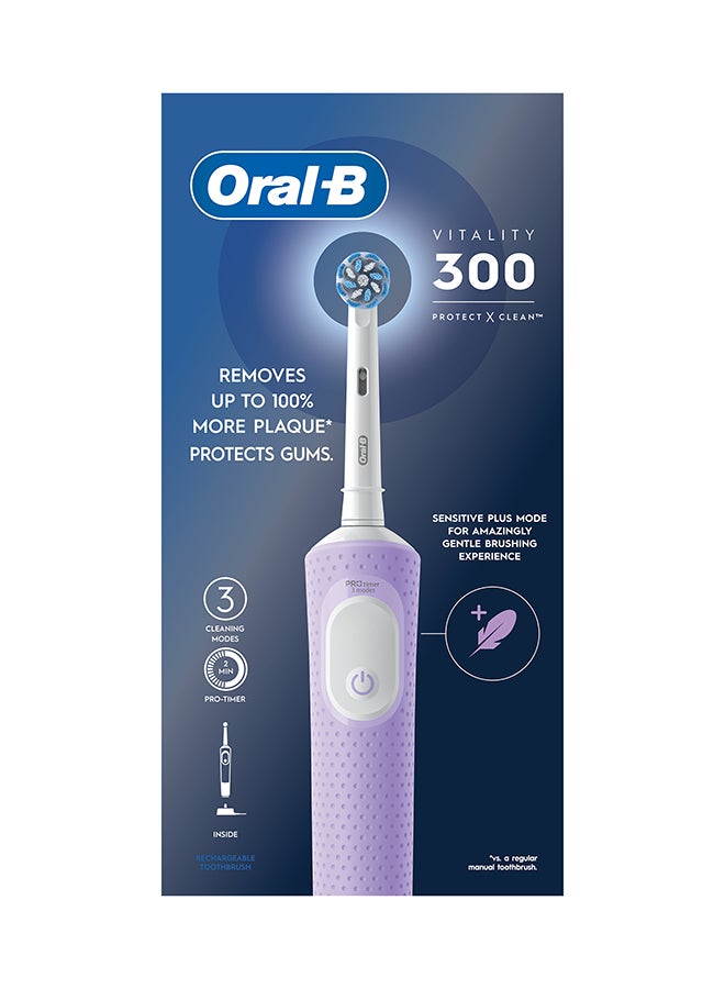 Oral-B Vitality 300 Protect x Clean Rechargeable Electric Toothbrush, Pack of 1 - Purple - Image 1