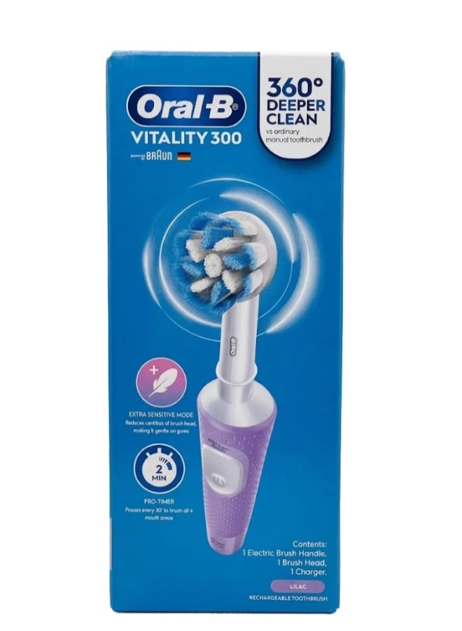 Oral-B Vitality 300 Protect 360° Deeper Clean Rechargeable Electric Toothbrush - Lilac