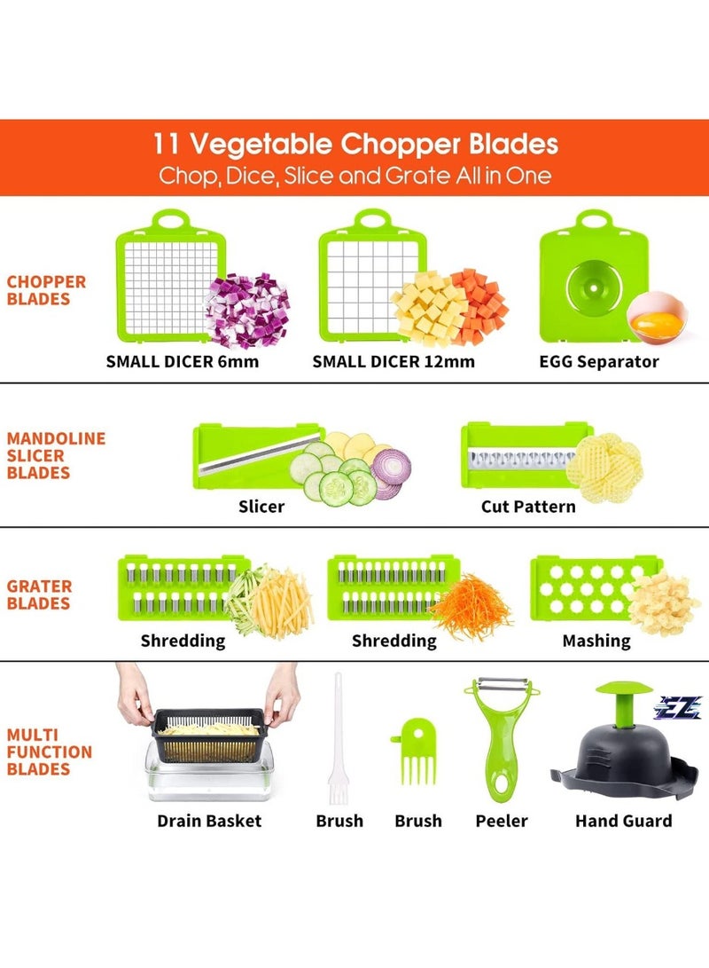 ELTRAZONE Vegetable Chopper, Pro Onion Chopper 14-in-1 Multifunctional Food Slicer, Dicer, Cutter, 8 Blades, Carrot & Garlic Chopper with Container – Efficient Kitchen Chopper for Easy Meal Prep (Grey)  - Image 2