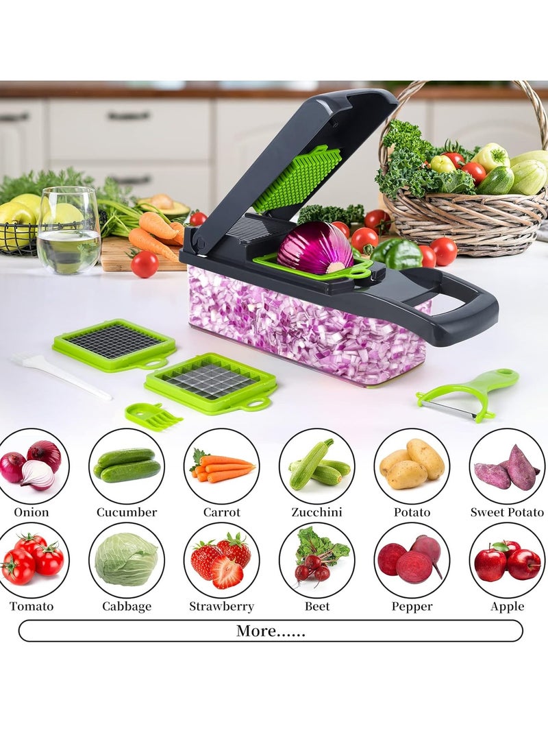 ELTRAZONE Vegetable Chopper, Pro Onion Chopper 14-in-1 Multifunctional Food Slicer, Dicer, Cutter, 8 Blades, Carrot & Garlic Chopper with Container – Efficient Kitchen Chopper for Easy Meal Prep (Grey)  - Image 5