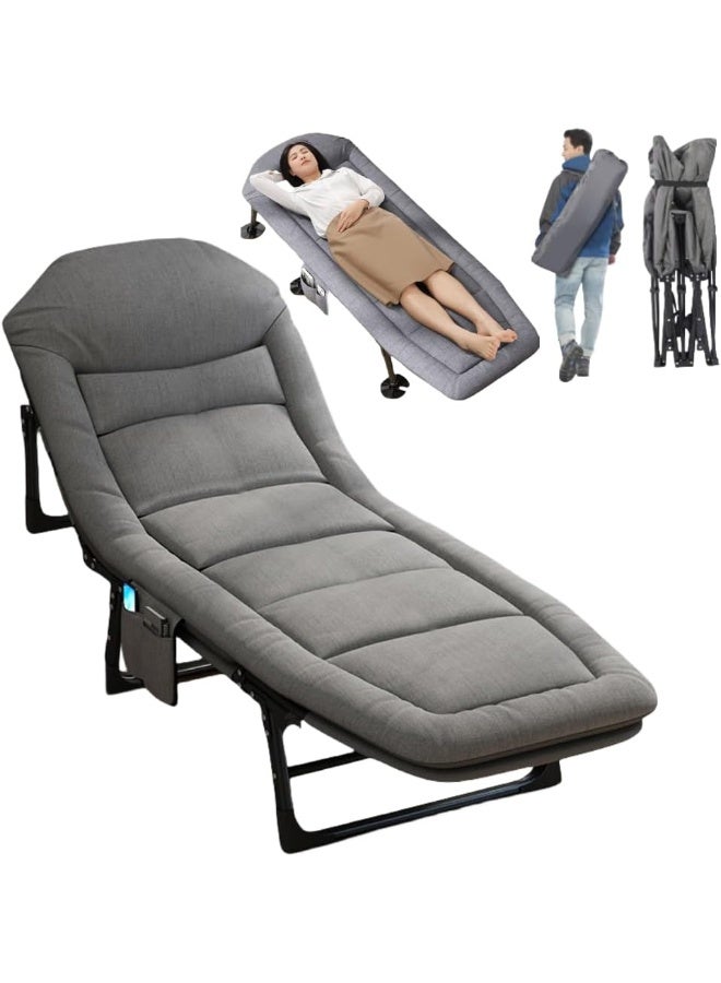 Optico Folding Camping Cot for Adults with Mattress Adjustable 5-Position Portable Folding Camping Bed Sleeping Cot with Pillow Lightweight Cots for Camping Home Office Nap - Image 1