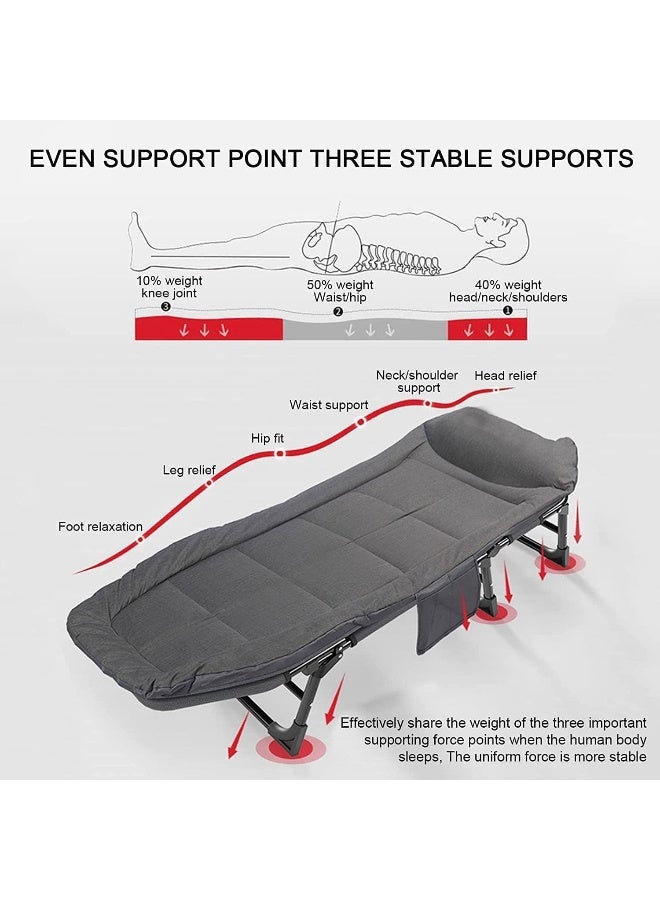 Optico Folding Camping Cot for Adults with Mattress Adjustable 5-Position Portable Folding Camping Bed Sleeping Cot with Pillow Lightweight Cots for Camping Home Office Nap - Image 5