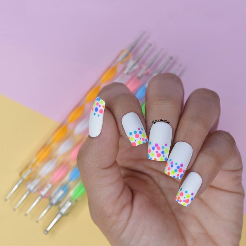 CoslifestoreNail art studio kit for girlswith Nail Extension set Set of 1080 pcs 48 Nail Art Glitter 5 Dotting Tool15 Nail art Brushes Palette 5 Adhesive Nail Striping Tape nail glue 4 French strips 1000 fake nail tips toe extensions tip cutter - Image 2