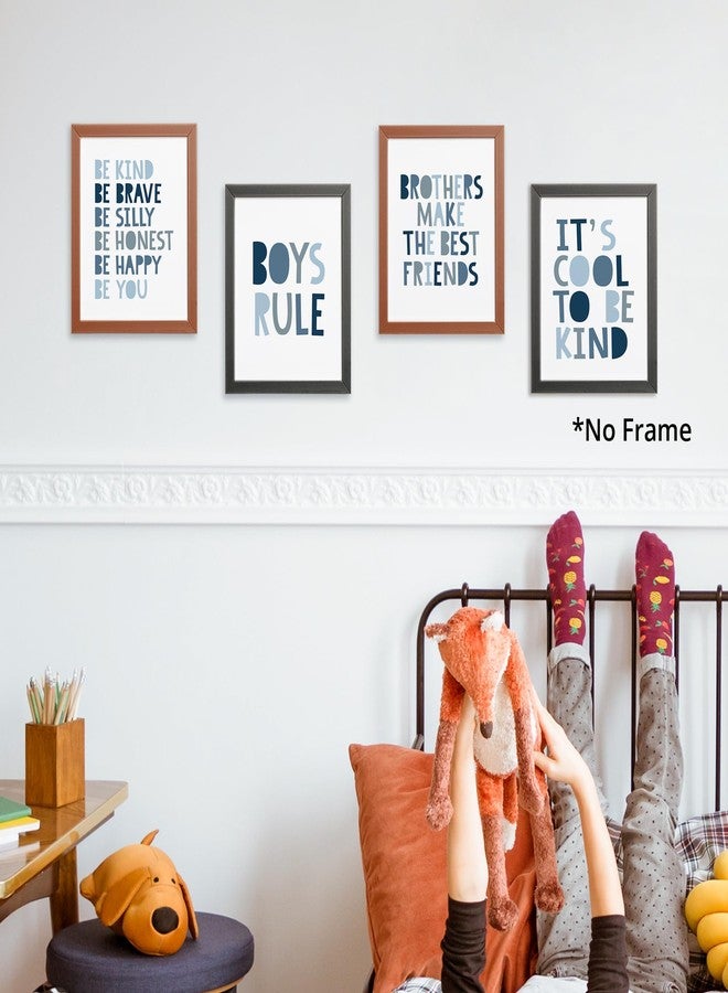 AEHIE Brothers Make The Best Friends Boys Rules Affirmations Poster Prints for Home Boys Room Playroom Nursery Classroom Decor,Boho Navy Blue Colors Decorations Prints Wall Art Unframed 4pcs 8x10 Inches - Image 3