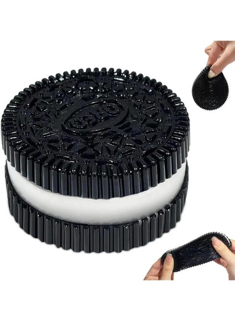 Squishy Anti-Stress Toy Biscuit, Squeeze Toy for Stress Relief, Cute Squishy Stress Balls, Fidget Toy Friends and Family (Black)