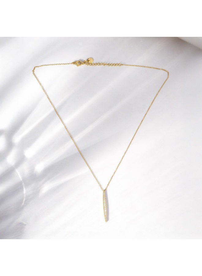 Palmonas 18K Gold Tone Plated Stellar Line Crystal Bar Necklace For Women - Waterproof & Anti-Tarnish - Image 2