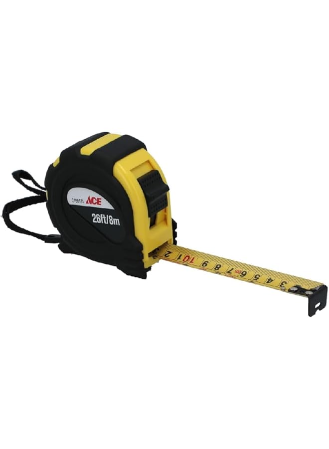 آيس شريط قياس مطاطي بمقبض واحد باللونين الأسود والأصفر بطول 26 قدمًا 50203 - Image 1