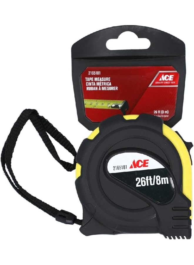 آيس شريط قياس مطاطي بمقبض واحد باللونين الأسود والأصفر بطول 26 قدمًا 50203 - Image 3