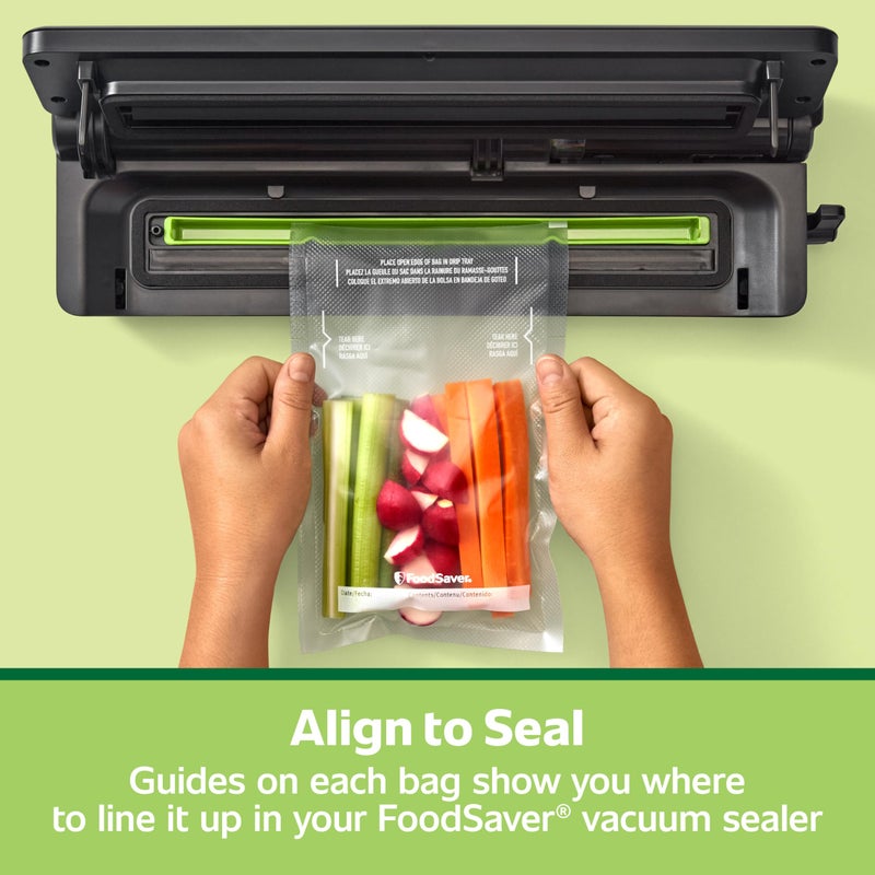 FoodSaver Pint Pre-Cut Vacuum Seal Bags, Easy Use Vacuum Storage Bags, Align to Seal and Tear to Open Vacuum Sealer Storage Bags, 27 Pack - Image 3