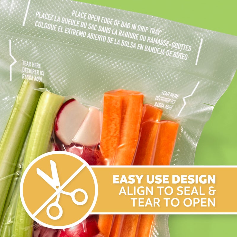 FoodSaver Pint Pre-Cut Vacuum Seal Bags, Easy Use Vacuum Storage Bags, Align to Seal and Tear to Open Vacuum Sealer Storage Bags, 27 Pack - Image 2