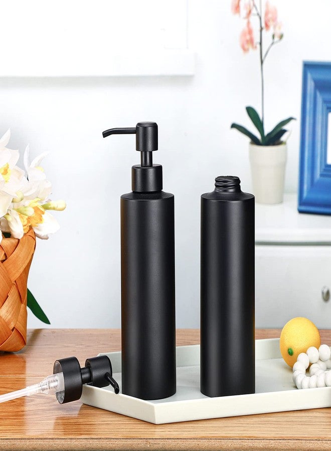 Cunhill 2 Pieces Black Hand Soap Dispenser Bathroom 12 oz Matte Black Hand Soap Dispensers with Stainless Steel Pump Refillable Modern Liquid Bottle for Kitchen Bathroom - Image 4