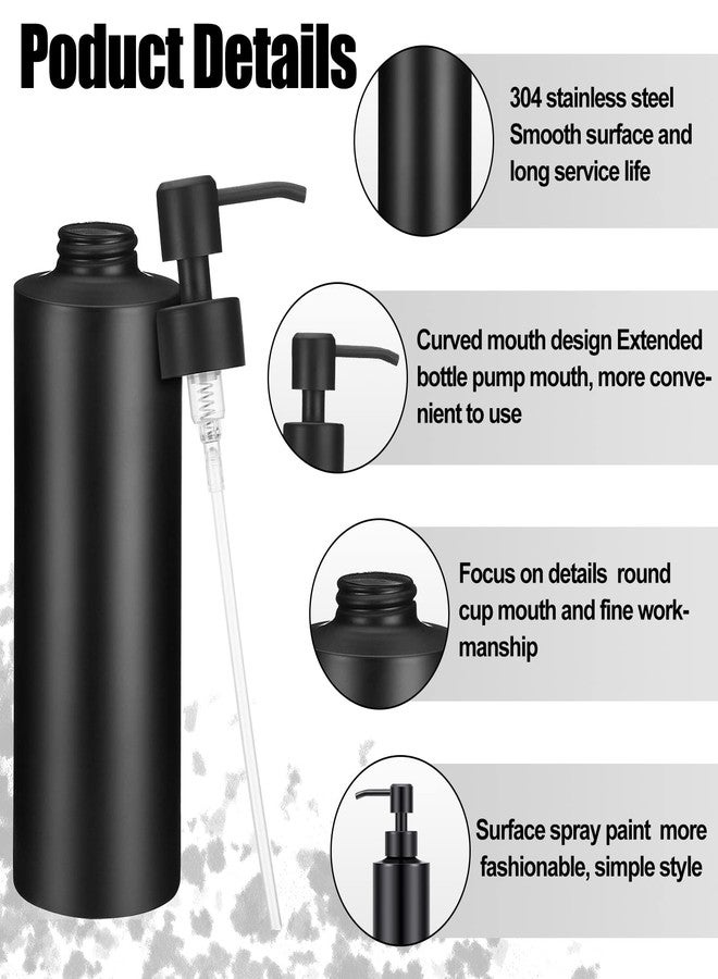 Cunhill 2 Pieces Black Hand Soap Dispenser Bathroom 12 oz Matte Black Hand Soap Dispensers with Stainless Steel Pump Refillable Modern Liquid Bottle for Kitchen Bathroom - Image 3