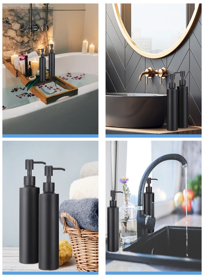 Cunhill 2 Pieces Black Hand Soap Dispenser Bathroom 12 oz Matte Black Hand Soap Dispensers with Stainless Steel Pump Refillable Modern Liquid Bottle for Kitchen Bathroom - Image 5