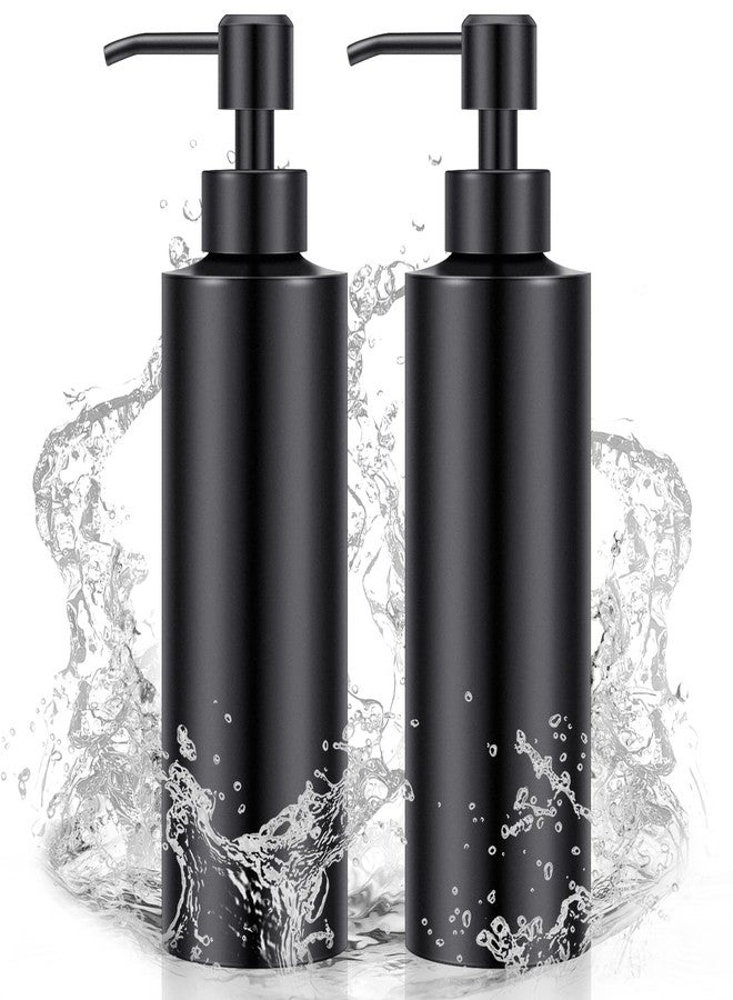 Cunhill 2 Pieces Black Hand Soap Dispenser Bathroom 12 oz Matte Black Hand Soap Dispensers with Stainless Steel Pump Refillable Modern Liquid Bottle for Kitchen Bathroom - Image 1