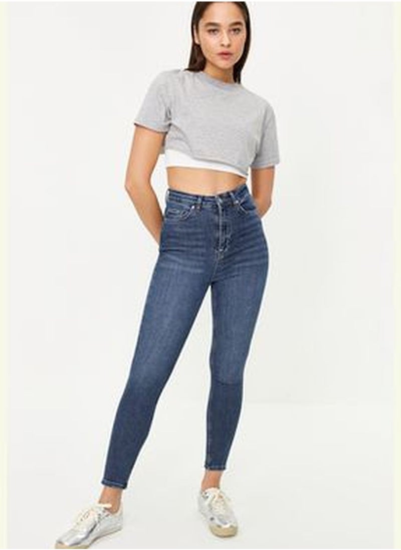 trendyol Dark Blue Vintage High Waist Skinny Jeans  - Image 1