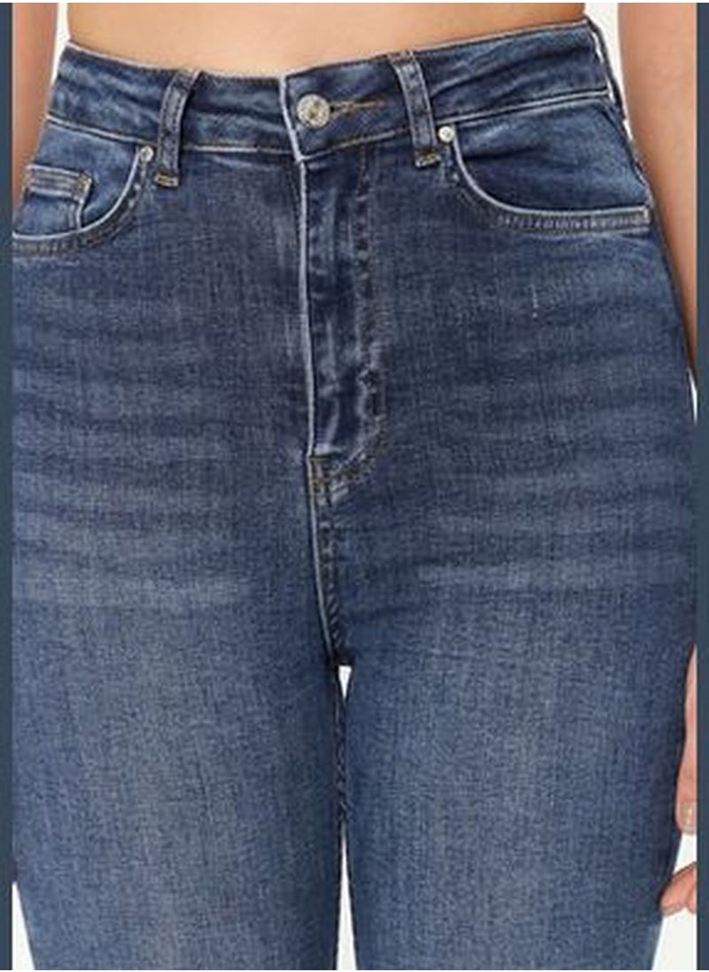 trendyol Dark Blue Vintage High Waist Skinny Jeans  - Image 5