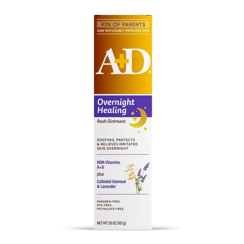 AD Overnight Healing Diaper Rash Ointment Soothes Protects Relieves Diaper Rash Overnight with Lavender Colloidal Oatmeal Healing Ointment for Red Itchy Irritated Skin 36oz
