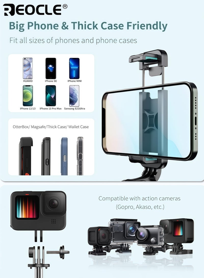 REOCLE Extendable Selfie Stick Monopod with Wireless Remote & 360 Degree Rotation Portable Aluminum Phone Tripod Stand with Stable Base & Phone Holder for iOS Android Devices Travel Vlogging (40 Inch) - Image 4