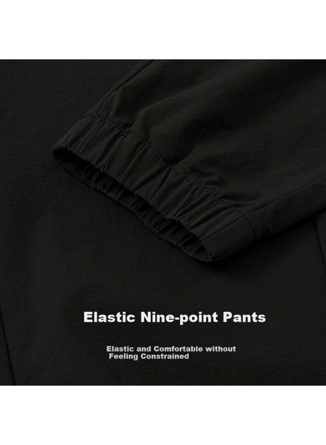 DANCING WOLVES Dancing With Wolvesmen's Easy Care Nine-point Casual Pants With Elastic Cuffs 001 Black L - Image 4