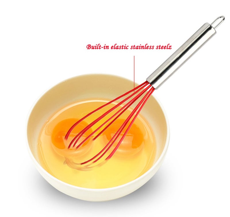Hillento Silicone Kitchen Utensil Set Kitchenware 5PCS Silicone Kitchen Utensils Set Spatulas Brush Cooking Tools Easy to Use Clean Red - Image 5