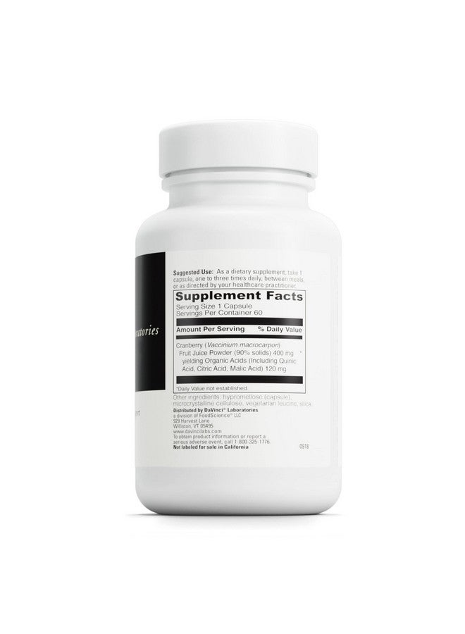DAVINCI Labs Cranberry - Urinary Tract Health Support* - Cranberry Extract with Quinic, Citric & Malic Acid - Vegetarian, Gluten-Free - 60 Capsules - Image 2