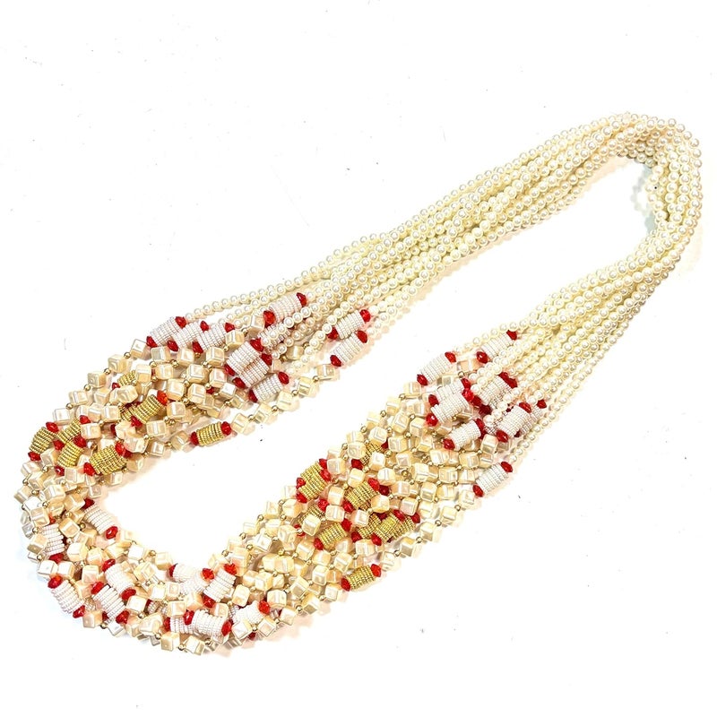 PATWA TRADERS Pack of 12 Swagat Mala for Baratis Handmade with Pearl Beads - Image 1