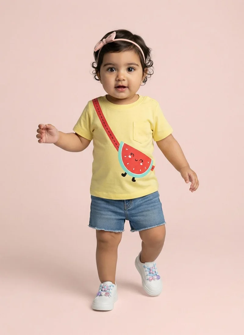Nautinati Nautinati Baby Girls' 100% Cotton Pack of 2 Printed Round Neck T-shirts