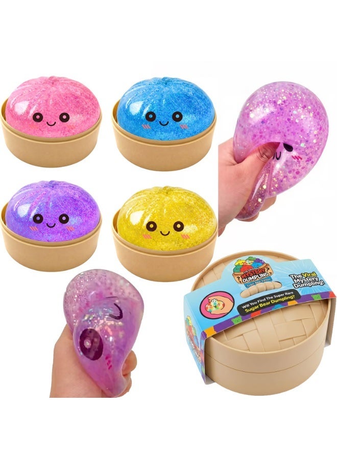 NYVIO 1pc Glitter Mystery Dumpling Squishy Toy for Kids & Adults, Soft Squeeze Sensory Fidget Stress Relief Toy with Sparkling Gel Filling, Cute Dumpling Design, Surprise Collectible Gift(random color) - Image 1