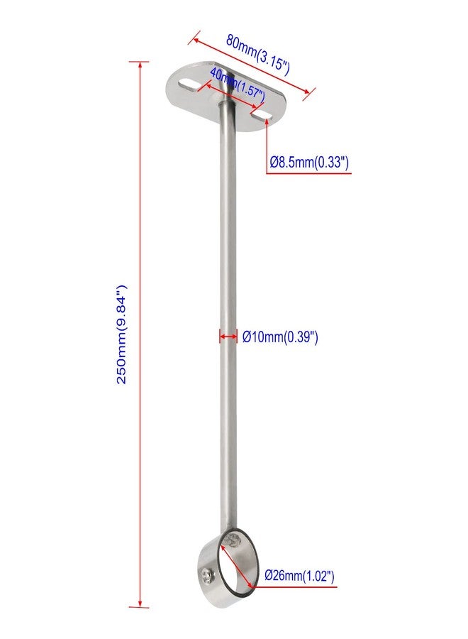 Ohamtes 2Pcs ID25mm (1"), L250mm, Clothes Rail mounting Bracket, Shower Curtain Closet tie Rod Support Frame, Curtain Rod Flange Socket, Suitable for Ceiling or Wall mounting - Image 2