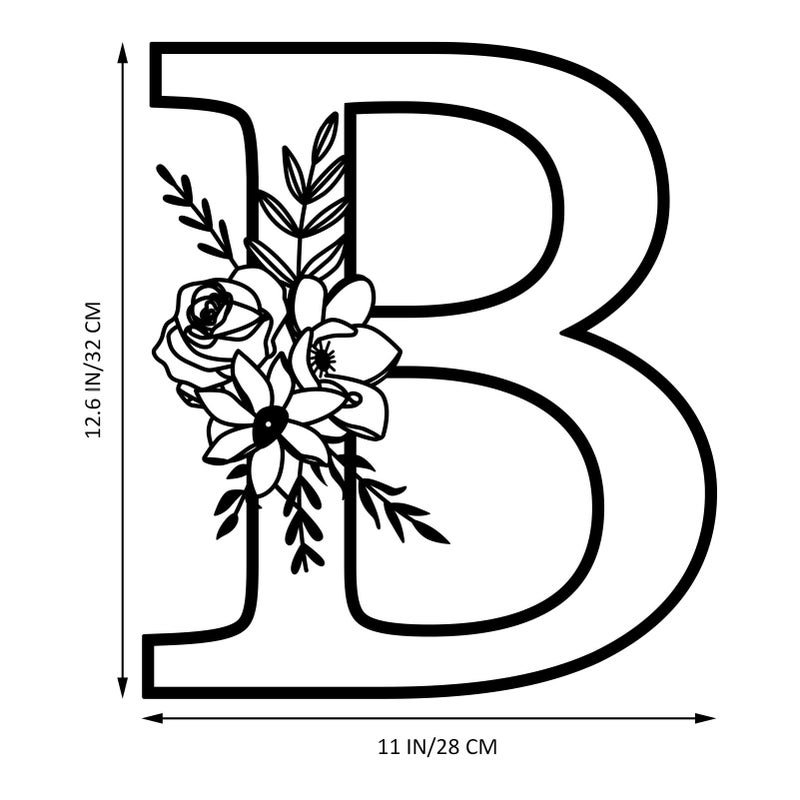 ESTART 12 Inch Black Metal Monogram Initial Letter Wall Decor,Visual 3D Large Alphabet Hanging Letter Sign Wall Decor for Farmhouse Living Room Bedroom Office Party(B) - Image 4