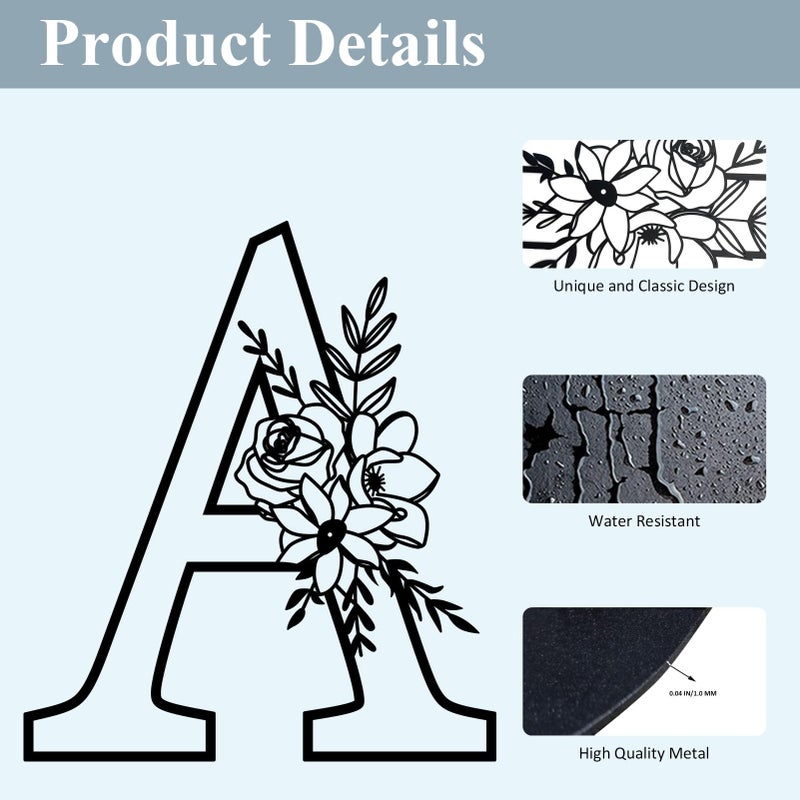 ESTART 12 Inch Black Metal Monogram Initial Letter Wall Decor,Visual 3D Large Alphabet Hanging Letter Sign Wall Decor for Farmhouse Living Room Bedroom Office Party(B) - Image 5