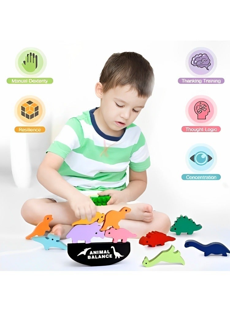 Wooden Educational Balance Training Puzzle Game Montessori Toys for Toddlers Kids, Intelligence Developing Skills Improving Kit for Kids Over 3 Years Old, Wild Animals Style - Image 3