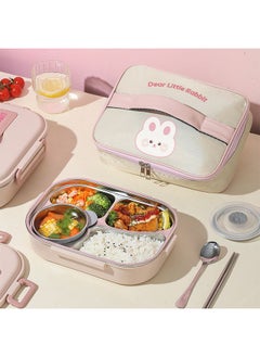 Lunch Box with Soup Bowl,304 Stainless Steel Cutlery,Insulated Bento Box,4 Compartments Leak Proof Storage Bag for Work/Travel