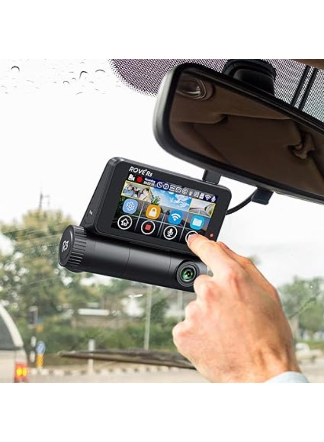 ROVE R3 Dash Cam, 3” IPS Touch Screen, 3 Channel Dash Cam Front and Rear with Cabin, 5.0 GHz WiFi, Built-in GPS, 2K-1440P+1080P+1080P, 24-HR Parking Monitor, Supercapacitor, Supports up to 512GB Max - Image 2