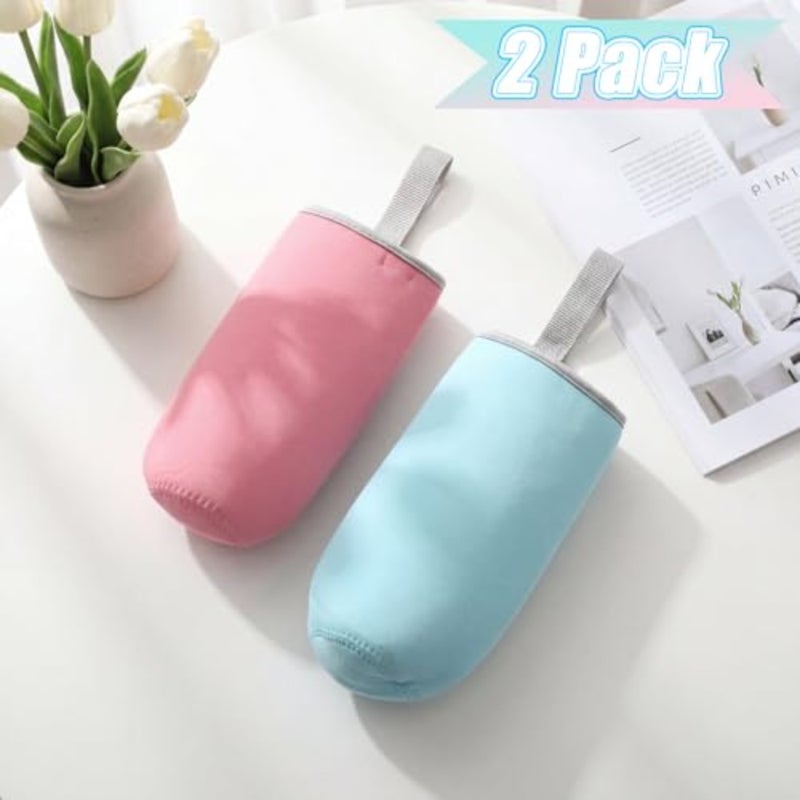 2 Pieces Neoprene Water Bottle Sleeve 18 oz - 19.4 oz Carrier Nylon Bottle Cover for Sport Portable Glass Drink Cup, 550 ml Blue, Pink - Image 4